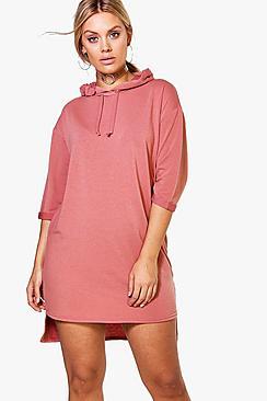 Boohoo Plus Erin Hooded Soft Touch Sweat Dress