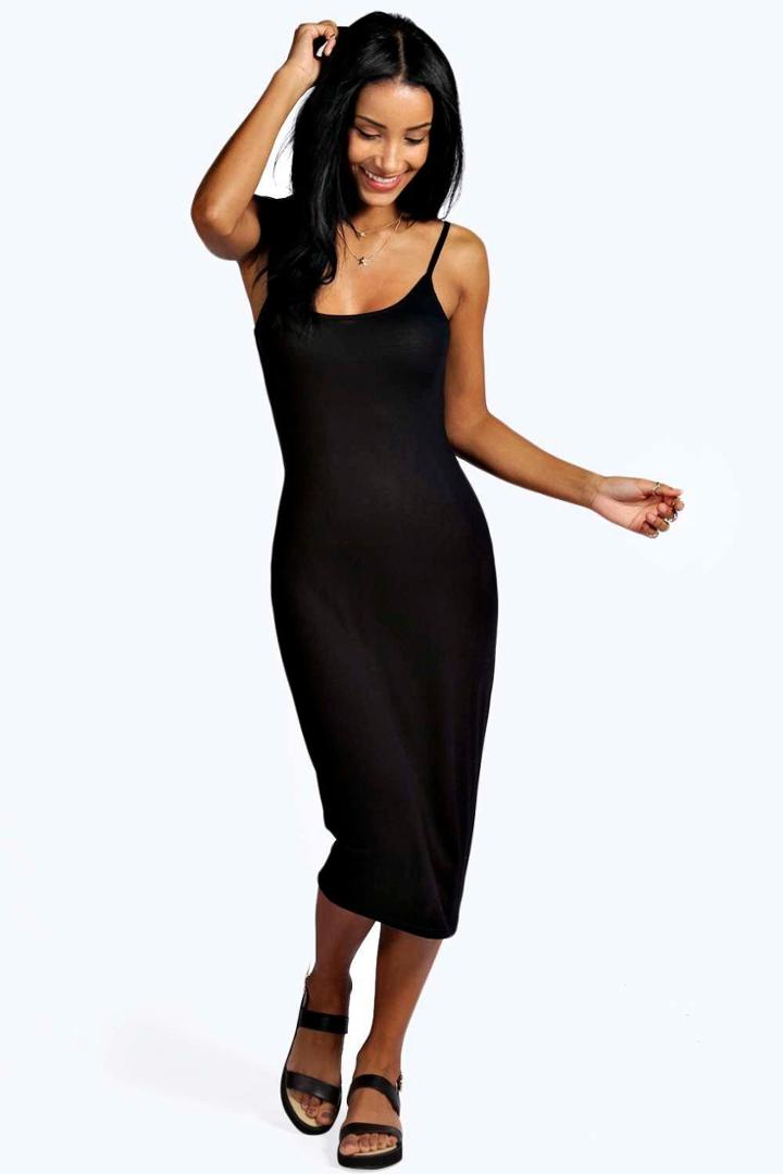 Boohoo Nicole Strappy Bodycon Midi Dress Black