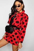 Boohoo Red Polka Dot Denim Jacket