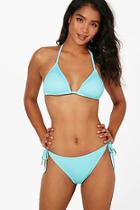 Boohoo Amalfi Ribbed Texture Triangle Bikini