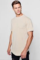 Boohoo Longline Biker Panel T-shirt With Curve Hem