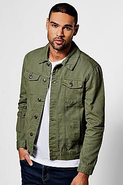 Boohoo Khaki 4 Pocket Denim Jacket