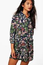 Boohoo Lucinda Floral Shirt Dress