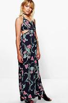 Boohoo Frey Oriental Cut Out Open Back Midi Dress