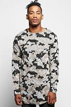 Boohoo Longline Camo Jacquard Jumper