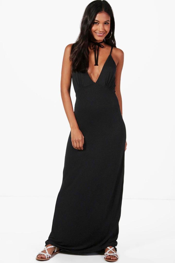 Boohoo Kaie Hexagon Strap Maxi Dress Black