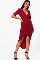 Boohoo Fran Power Shoulder Wrap Detail Maxi Dress