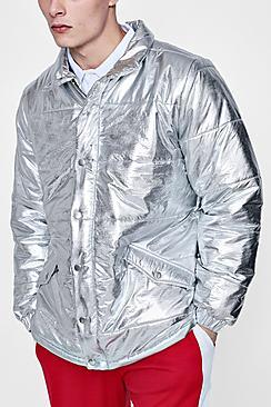 Boohoo Tyga Metallic Padded Coat