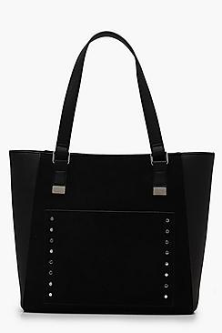 Boohoo Suedette Pocket Tote