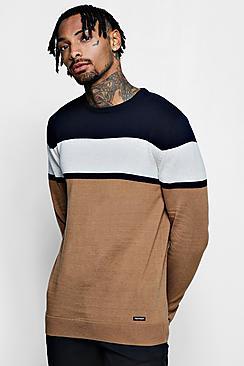 Boohoo Colour Block Cotton Jumper