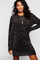 Boohoo Crew Neck Dress In Rainbow Tinsel