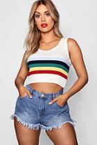 Boohoo Plus Tara Extreme Rip High Leg Denim Shorts