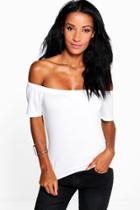 Boohoo Tara Off The Shoulder T-shirt Ivory