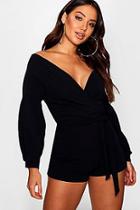 Boohoo Off The Shoulder Wrap Playsuits