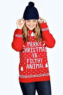 Boohoo Plus Ivy Filthy Animal Xmas Jumper