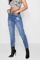 Boohoo Tessa Double Waistband Straight Leg Jeans