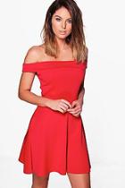 Boohoo Greta Off Shoulder Skater Dress