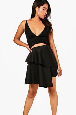 Boohoo Double Layer Asymetric Mini Skirt