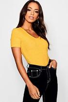 Boohoo V Neck Ribbed T-shirt
