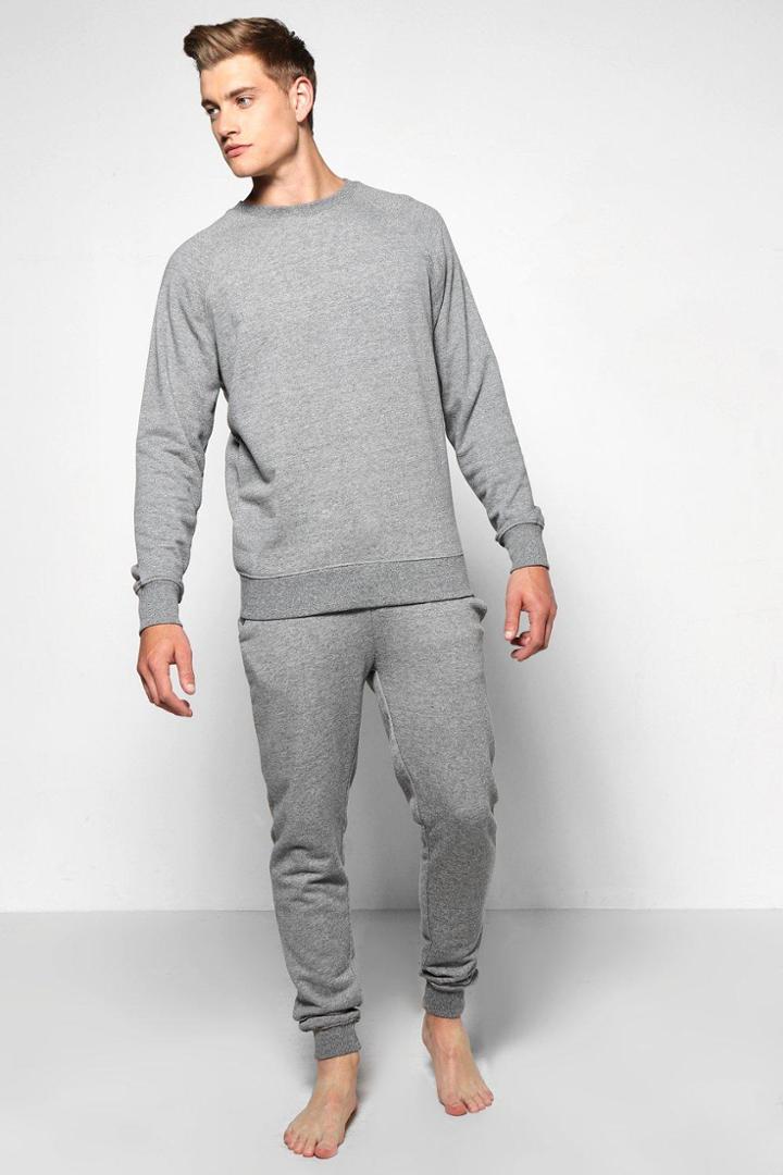 Boohoo Raglan Lounge Set Grey