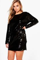 Boohoo Plus Kady All Over Sequin Bodycon Dress Black