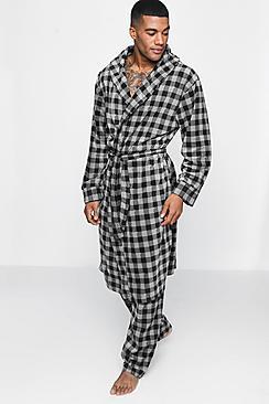 Boohoo Checked Matching Robe And Pant Set