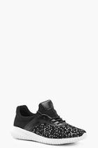 Boohoo Lexi Sequin Lace Up Sports Trainer