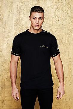 Boohoo Man Gold T-shirt With Piping
