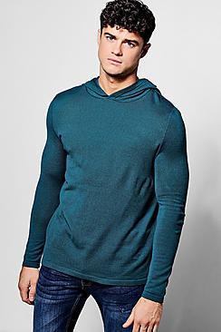 Boohoo Fine Gauge Knitted Over The Head Hoodie