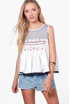 Boohoo Maddison Boutique Embellished Poplin Swing Top