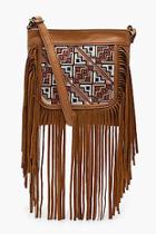 Boohoo Mia Tapestry And Fringe Cross Body Bag