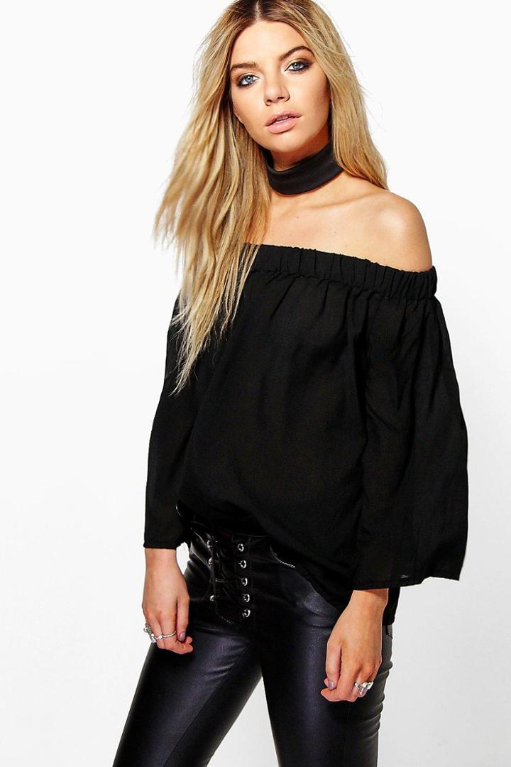 Boohoo Tanya Off The Shoulder Top Black