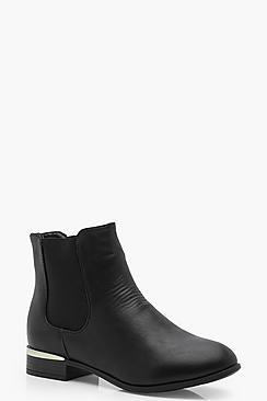 Boohoo Lois Wide Fit Metallic Trim Chelsea Boot