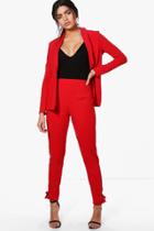 Boohoo Paige Eyelet Tie Side Tailored Trouser Red