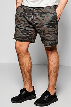 Boohoo Camo Distressed Hem Jersey Short