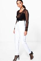 Boohoo Avah Slim Fit Tailored Trousers Ivory