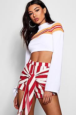 Boohoo Zendaya Stripe Skort Style Wrap Shorts