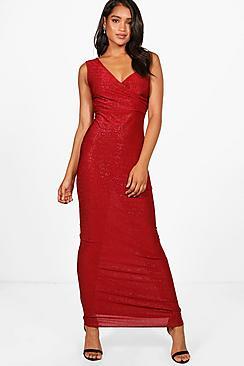 Boohoo Karoline Wrap Top Maxi Dress