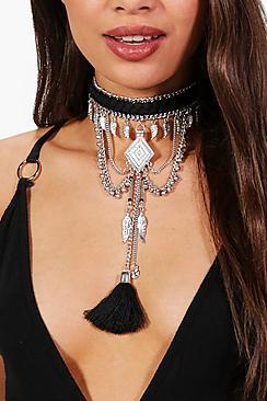 Boohoo Juliet Statement Tassel Detail Choker