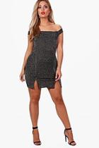 Boohoo Plus Metallic Stripe Mini Dress