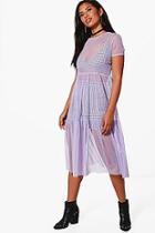 Boohoo Georgina Mesh Drop Hem Midi Skater Dress