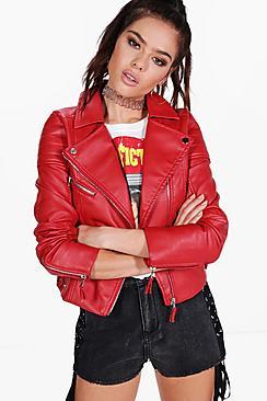 Boohoo Petite Lydia Quilted Sleeve Pu Biker Jacket