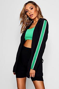 Boohoo Annabel Tape Detail Tie Belt Blazer