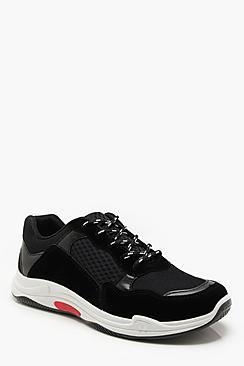 Boohoo Faux Suede Panelled Chunky Trainer