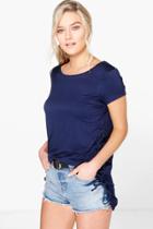 Boohoo Daisy Lace Up Side T-shirt Navy