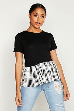 Boohoo Gingham Peplum T-shirt