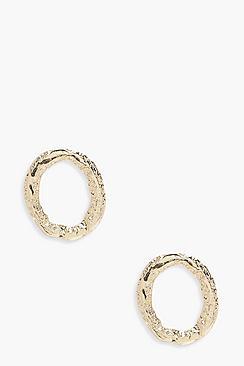 Boohoo Ivy Hammered Oval Earrings