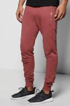 Boohoo Skinny Fit Distressed Joggers With Zip Pockets Pink