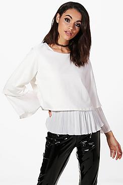 Boohoo Paige Pleated Panel Blouse