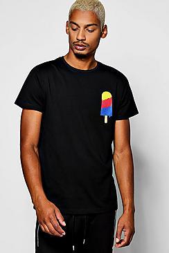 Boohoo Black Crew Neck T-shirt With Ice Cream Print